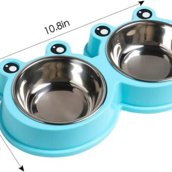 Double Dog Cat Bowls Premium Stainless Steel Pet Bowls with No-Slip Stainless Steel Cute Modeling Pet Food Water for Feeder Dogs Cats Rabbit and Pets