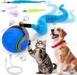 Interactive Cat Ball Toy, Self Rolling Ball with Cover Anti-Scratch for Bored Indoor Cat Chasing, Obstacle Avoidance Smart Cat Toys for Enrichment, Motion Activated Toys to Keep Them Busy