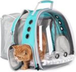 Cat Carrier Backpack, Bubble Expandable Backpack Carrier, Pets and Small Dogs,Airline-Approved, Designed for Travel, Hiking, Walking & Outdoor Use (Square Expandable-Green)